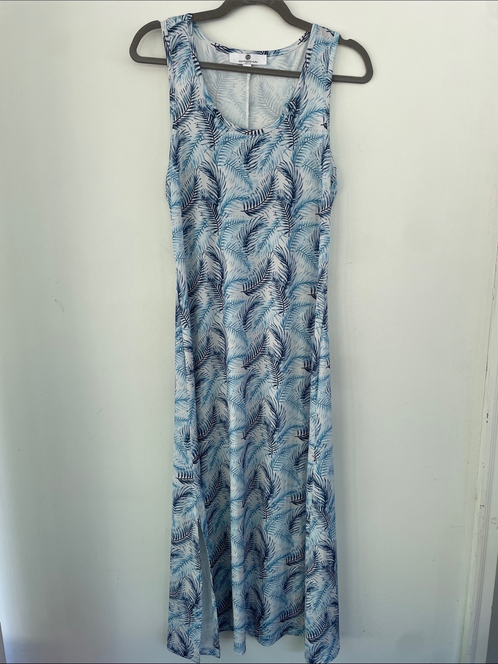 Jean-Pierre Womens Sleeveless Hawaiian Hangover Blue Palm-Print Maxi Dress Large